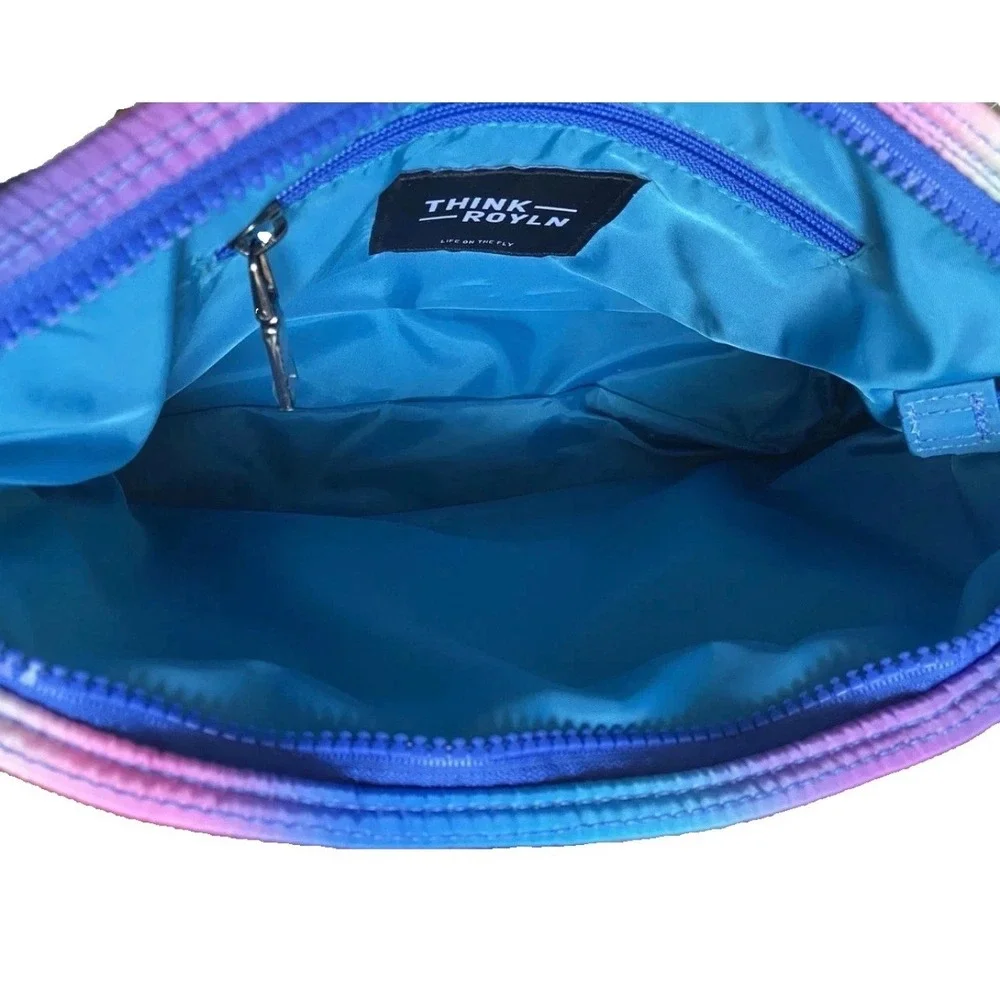 Think‎ Royln Downtown Crossbody Bag Rainbow Ombre Quilted Puffer Pouch New